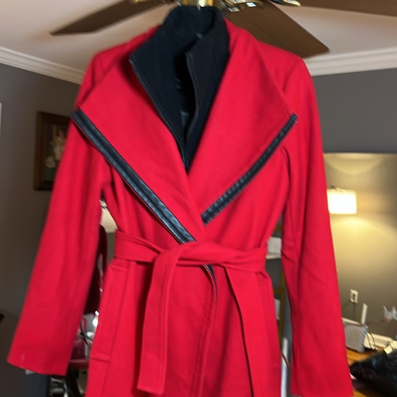Calvin Klein Red Wool Coat - Picture 3 of 8
